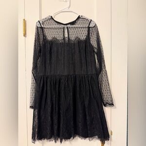 Express Black Lace Long Sleeve Dress